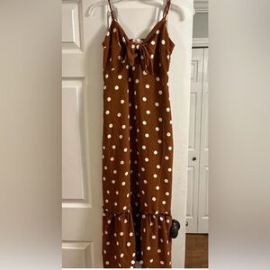 Charming Brown Polka Dot Women’s Dress